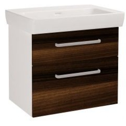 DŘEVOJAS Q MAX 700 skrinka s umývadlom Q 700, biela/orech, úchytka A 60254