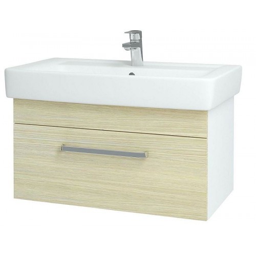 DŘEVOJAS Q UNO 800 skrinka s umývadlom Q 800, biela/dub, úchytka mat 20104A