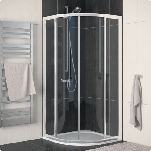 RONAL ECOR ECO-Line štvrťkruh s dvojdiel dverami, R50, 80cm,biela/číre sklo ECOR5000800407