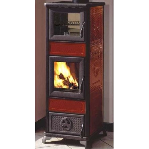 EDILKAMIN DAFNE teplovzdušná krbové kachle na drevo s pieckou bordó 434530