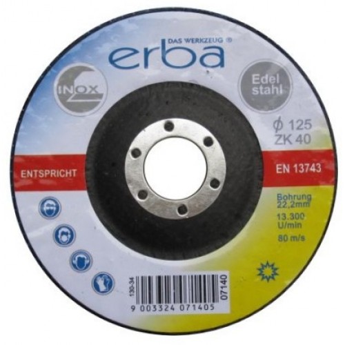 ERBA Lamelový brúsny kotúč na oceľ 125 mm ZK40 ER-07140 ERBA Lamelový brúsny kotúč na oceľ 125 mm ZK40 ER-07140