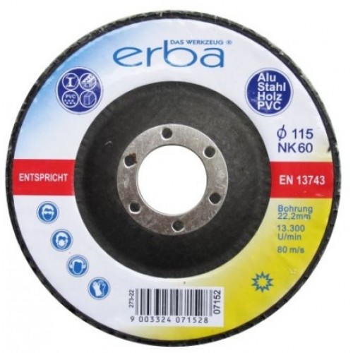 ERBA Lamelový brúsny kotúč na kov, alu, drevo, PVC 115 mm NK 60 ER-07152
