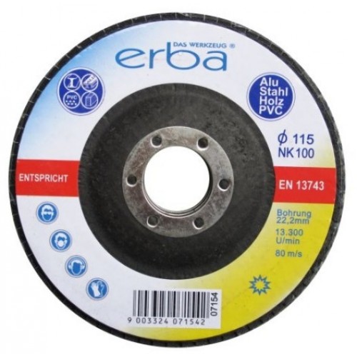 ERBA Lamelový brúsny kotúč na kov, alu, drevo, PVC 115 mm NK100 ER-07154