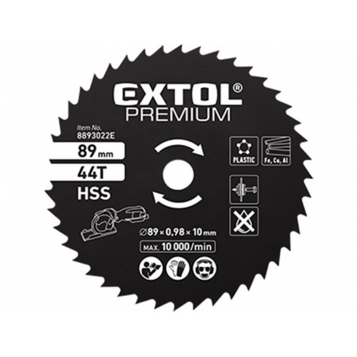 EXTOL PREMIUM kotúč pílový HSS, Ř89x1x10mm, 44T 8893022E