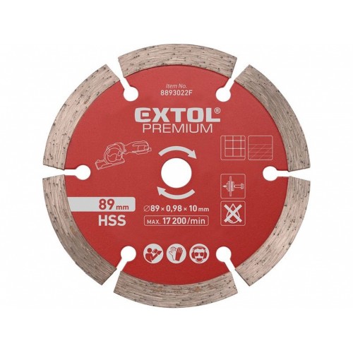 EXTOL PREMIUM kotúč diamantový rezný segmentový Ř89x1,0x10mm 8893022F