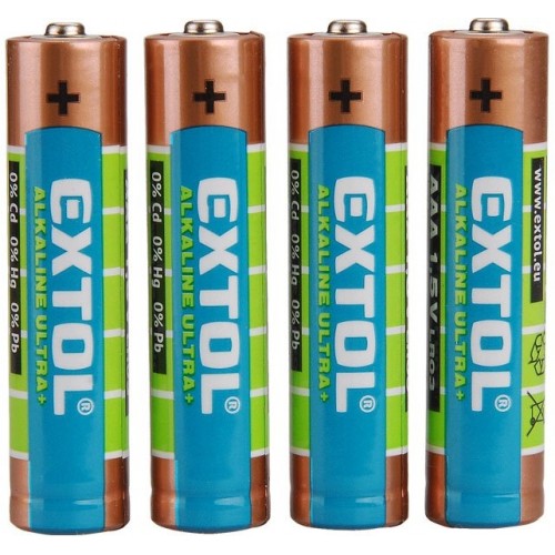 EXTOL Energy Alkalické tužkové batérie AAA 1,5 V, 4ks 42010