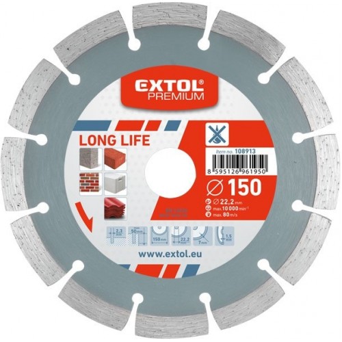 EXTOL PREMIUM kotúč diamantový rezný 150x22, 2mm - segmentové 108913 EXTOL PREMIUM kotúč diamantový rezný 150x22, 2mm - segmentové 108913