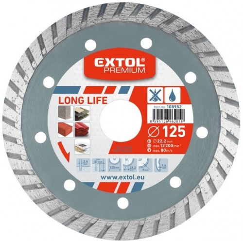 EXTOL PREMIUM kotúč diamantový rezný 150 x 22, 2mm - TURBO 108953