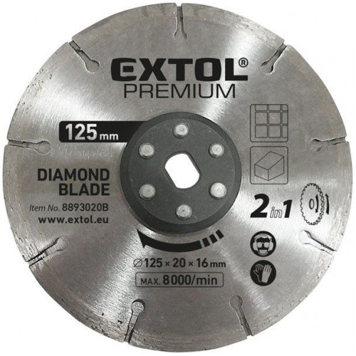 EXTOL PREMIUM Kotúč rezný diamantový 125x20mm, pre 8893020 8893020B