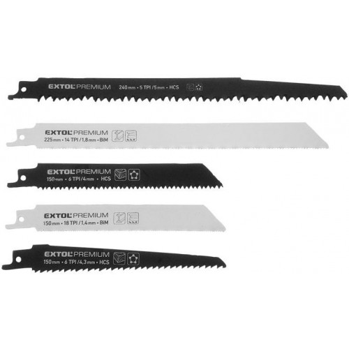EXTOL PREMIUM pílové listy do chvostovej píly - mix plátkov, sada 5ks, HCS, BIM 8806000