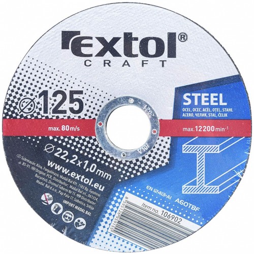 EXTOL CRAFT kotúče 125x1, 0x22, 2mm, rezné na kov 5ks 106902