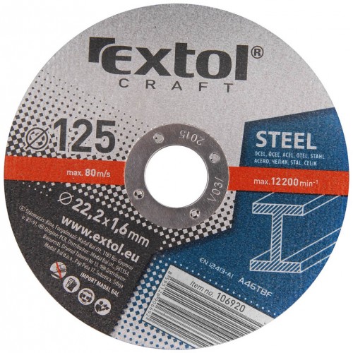 EXTOL CRAFT kotúče 125x1, 6x22, 2mm, rezné na kov 5ks 106920