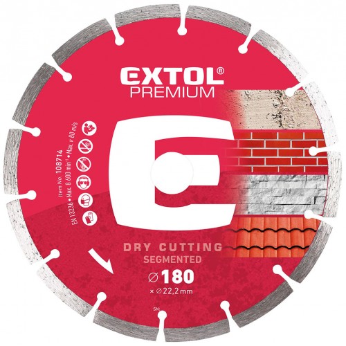 EXTOL PREMIUM kotúč diamantový rezný 115x22, 2mm SEGMENTOVÉ - suché rezanie 108711