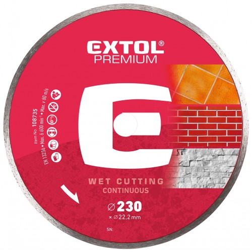 EXTOL PREMIUM kotúč diamantový rezný 150x22, 2mm TURBO - suché i mokré rezanie 108753