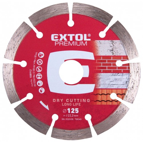 EXTOL PREMIUM kotúč diamantový rezný 125x22, 2mm - segmentový 108912