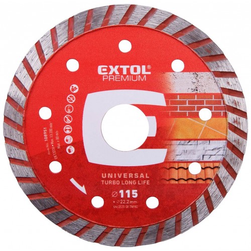 EXTOL PREMIUM kotúč diamantový rezný 115x22, 2mm - TURBO 108951 EXTOL PREMIUM kotúč diamantový rezný 115x22, 2mm - TURBO 108951