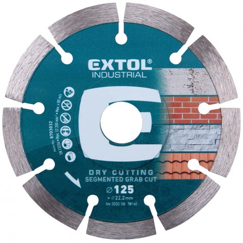 EXTOL INDUSTRIAL kotúč diamantový rezný - segmentový GRAB CUT - suché rezanie 125x22, 2mm EXTOL INDUSTRIAL kotúč diamantový rezný - segmentový GRAB CUT - suché rezanie 125x22, 2mm