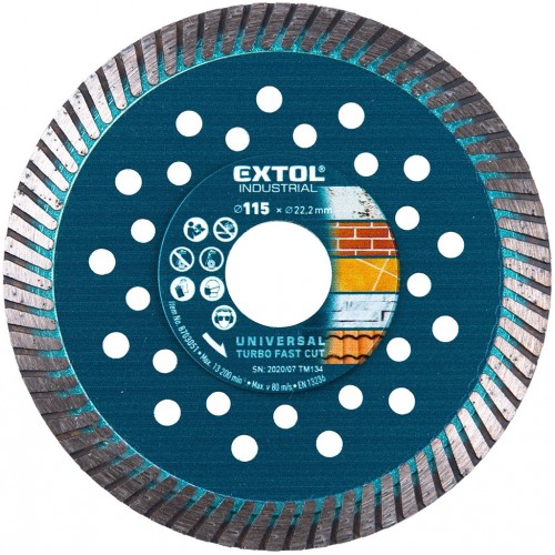 EXTOL INDUSTRIAL kotúč diamantový rezný 115x22, 2mm TURBO FAST CUT