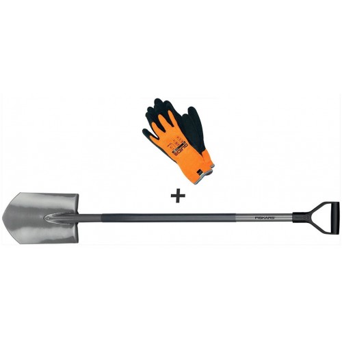 Fiskars Set rýľ špicatý Ergonomic + pracovné rukavice 1003460