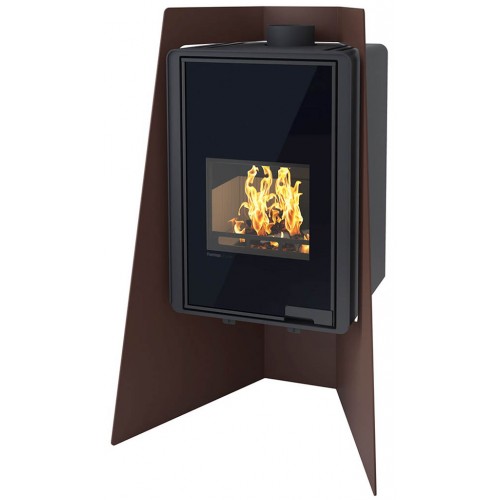 HS FLAMINGO DELUXE ® ISLAND Krbové kachle 9kW, hnedá / zamatová HSF42-003