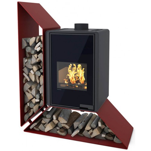 HS FLAMINGO DELUXE ® KAMPA Krbové kachle 9kW, ľavá, červená HSF42-008