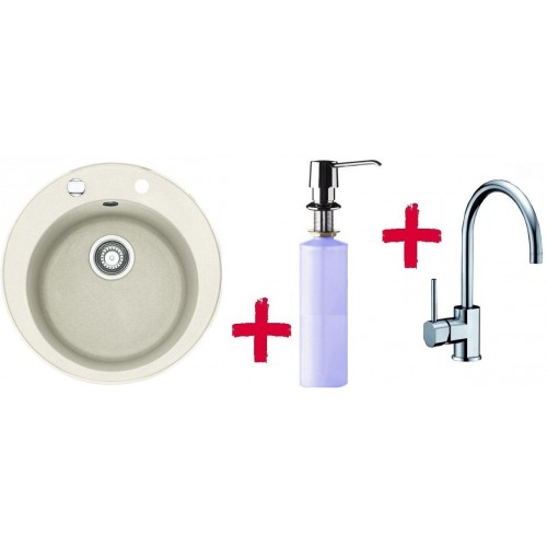 Franke SET G32 drez ROG 610.073 vanilka + drezová batéria FC 650 + dávkovač saponátu FD300