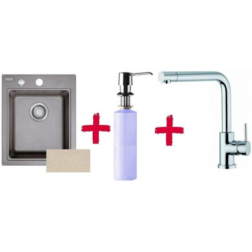 Franke SET G33 drez KSG 218.082 sahara + drezová batéria Samoa + dávkovač saponátu FD 300