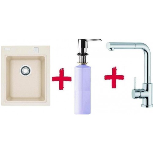 Franke SET G34 drez KSG 218.073 vanilka + drezová batéria FN 0147+dávkovač saponátu FD 300