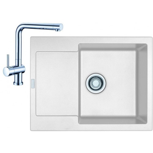 Franke SET G7 granitový drez MRG 611-62 biela ľad + batéria Samoa chróm 114.0120.339
