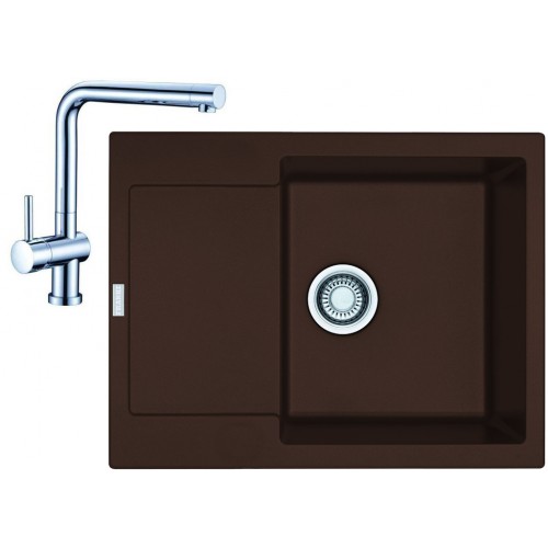 Franke SET G7 granitový drez MRG 611-62 tmavo hnedá + batéria Samoa chróm 114.0253.065