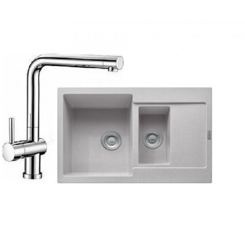 FRANKE SET G11 granitový drez MRG 651-78 strieborný + batéria Samoa chróm 114.0253.343