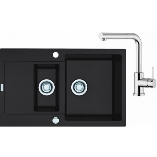 Franke SET G12 granitový drez MRG 651-78 onyx + batéria FN 0147 chróm 114.0253.350