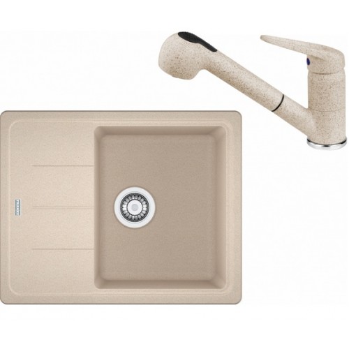 Franke SET G55 granitový drez BFG 611-62 pieskový melír + batéria FC 9547 pieskový melír