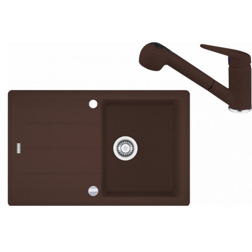 Franke SET G57 granitový drez BFG 611-78 tmavo hnedá + batéria FC 9547 tmavo hnedá