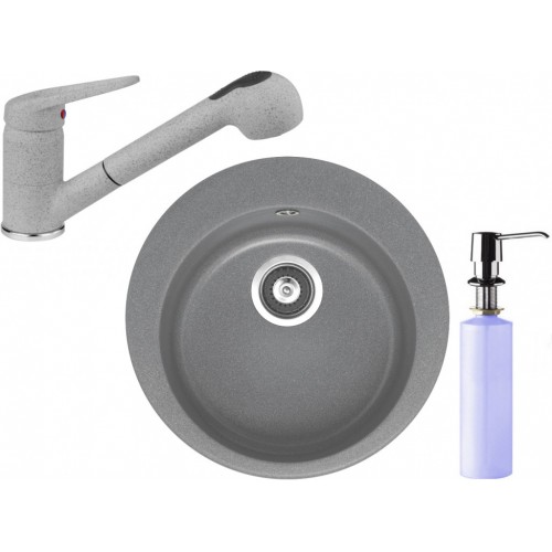 FRANKE SET G60 granitový drez ROG 610 sivý kameň + batéria FG 9547 + dávkovač FD 300