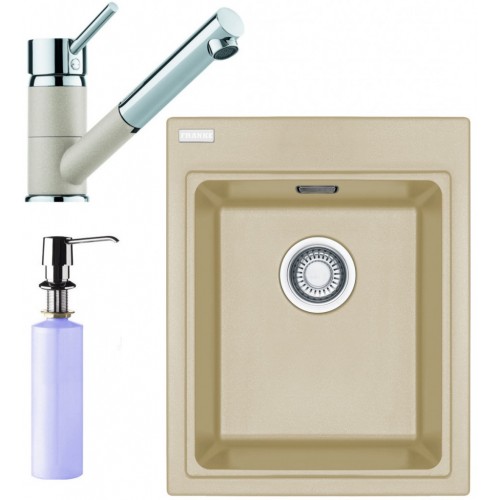 Franke SET G62 granitový drez KSG 218 sahara + batéria FG 7486 sahara + dávkovač FD 300