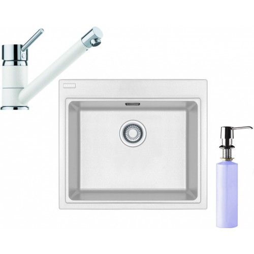 Franke SET G63 granitový drez KSG 238 biely ľad+batéria FC 7477 biela ľad+dávkovač FD 300