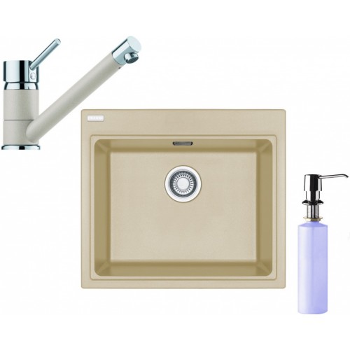 Franke SET G63 granitový drez KSG 238 sahara + batéria FC 7477 sahara + dávkovač FD 300