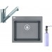 Franke SET G64 granitový drez KSG 238 sivý kameň + batéria FC 7486 sivý kameň + dávkovač