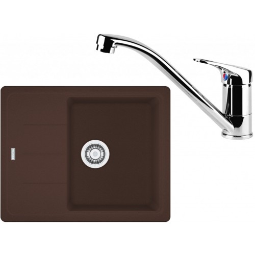 Franke SET G65 granitový drez BFG 611-62 tmavo hnedá + batéria FC 1839 chróm 114.0365.140