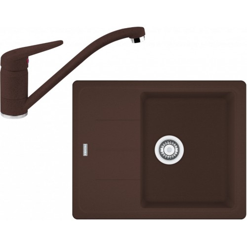 Franke SET G66 granitový drez BFG 611-62 tmavo hnedá + batéria FC 9541 tmavě hnedá