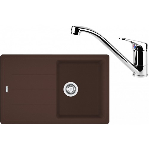 Franke SET G67 granitový drez BFG 611-78 tmavo hnedá + batéria FC 1839 chróm 114.0365.163