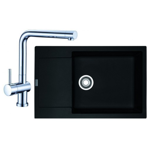 Franke SET G75 granitový drez MRG 611-78 BB ónyx + batéria Samoa chróm 114.0365.425