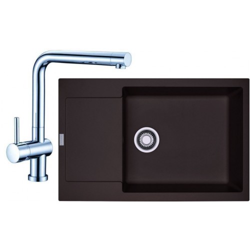 Franke SET G75 granitový drez MRG 611-78 BB tmavo hnedá + batéria Samoa chróm 114.0365.432