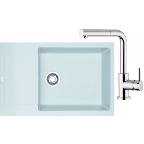 Franke SET G76 granitový drez MRG 611-78 BB biely ľad + batéria FN 0147 chróm 114.0365.637