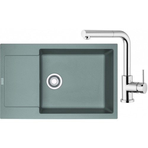 Franke SET G76 granitový drez MRG 611-78 BB sivý kameň+batéria FN 0147 chróm 114.0365.684