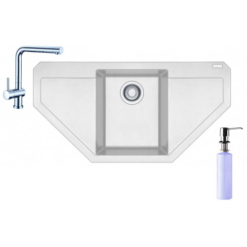 Franke SET G85 granitový drez MRG 612 E biely ľad + batéria Samoa + dávkovač FD 300