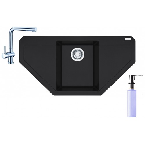Franke SET G85 granitový drez MRG 612 E ónyx + batéria Samoa + dávkovač FD 300
