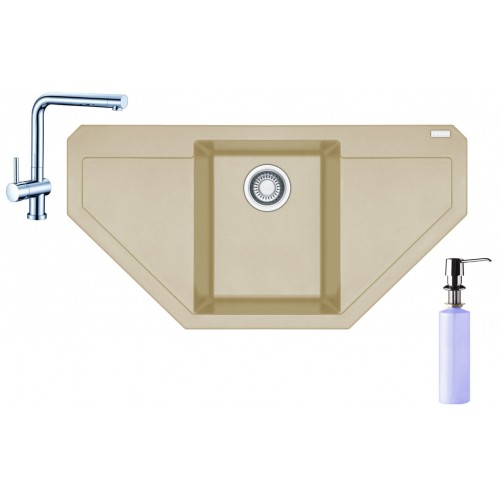 Franke SET G85 granitový drez MRG 612 E sahara + batéria Samoa + dávkovač FD 300