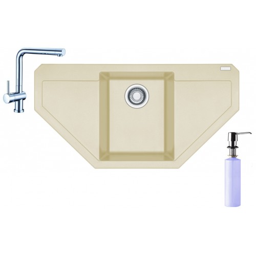 Franke SET G85 granitový drez MRG 612 E vanilka + batéria Samoa + dávkovač FD 300